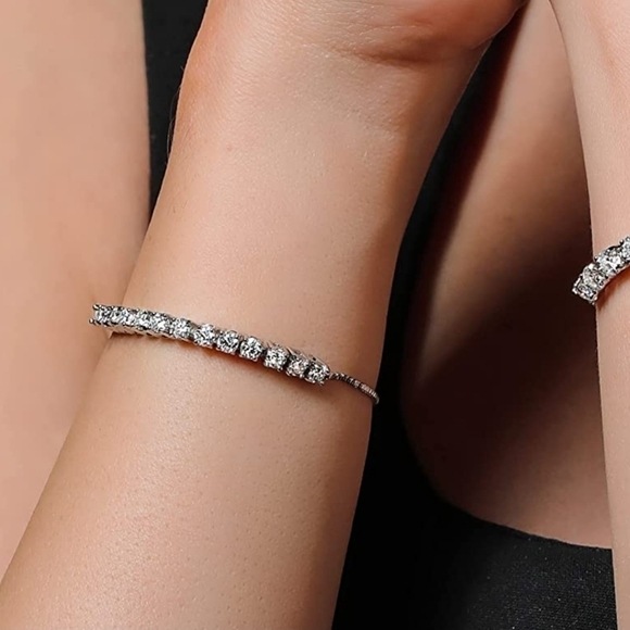Jewelry - 1.6ct Diamond Tennis Adjustable Bracelet Women Moissanite Anniversary Gift